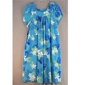 🎉3X HILO HATTIE KAFTAN MUMU DRESS MADE IN HAWAIIAN TROPICAL FLORAL COTTON MIDI 🎉
